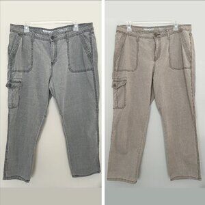 2 Pairs Womens Sonoma Cargo Capri Pants Size 12 - Gray and Tan